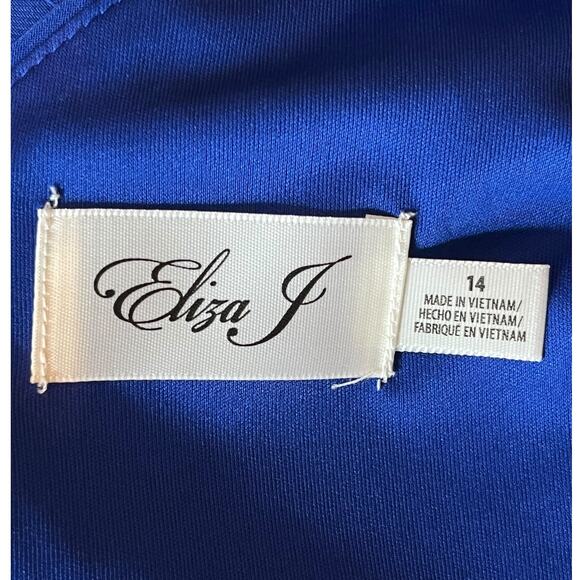 Eliza J dress boat neck cap sleeve blue size 14 - Picture 7 of 9